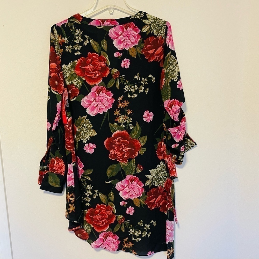 Catherine Womens S Tunic Top  Floral Malandrino Asymmetrical Long‎ Sleeve NEW